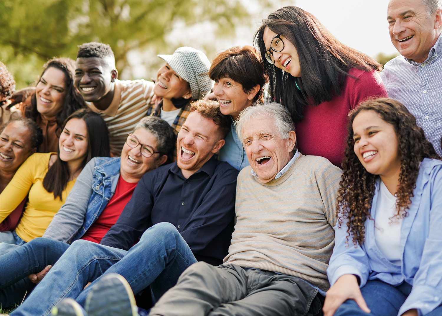 community group of happy people